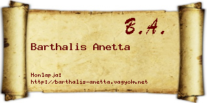 Barthalis Anetta névjegykártya